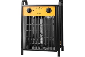 SIAL Chauffage Soufflant 9000 W - Industriel - Radiateur électrique - pour Chantier, Atelier Ou Garage avec Contrôle Thermostatique Entièrement Réglable et Deux Modes de Chauffage DA9