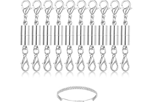 NOVSTUF 10 Pack Magnetic Necklace Clasps, Silver Closures Magnetic Jewelry Clasps Necklaces Fasteners Chain Clasps Connector Locking Magnetic Bracelets Clasp for Bracelet Necklace Anklets Making (Silver)
