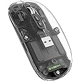 ZEBRONICS Sheer Rechargeable Wireless Mouse, Dual Mode (2.4GHz + BT), Dual Bluetooth, Silent Operation, Transparent Body, RGB, Battery Indicator, for Mac | Laptop | Computer (Grey)