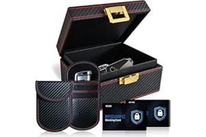 ELI73 Faraday Box for Car Keys with 2 Faraday Pouches & 2 RFID/NFC Contactless Blocking Cards, Keyless Car Key Signal Blocker Box, Anti-Theft RFID Signal Blocking Cage, ELI-FCSS-CARB-B5B