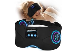 Musicozy Sleep Mask Headphones Bluetooth Sleep Mask,Soft Eye Mask Headphones for Sleeping/Relaxation -100% Blackout Sleep Masks with Headphones for Travel/Meditation/Yoga,Unisex Gifts
