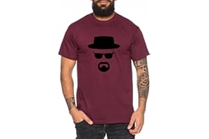 WHYKIKI Heisenberg Camiseta de Hombre Hermanos Bad Mr White Breaking, Farbe2:Weinrot;Größe2:M