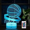 althiqahkey Basketball Night Light,3D Illusion LED Lamp 16 Colors Dimmable with Remote Control Smart Touch, Best Christmas Birthday Gift for 3,4,5,6,7,8 Year Old Boy Girl Kids, Basketball fans
