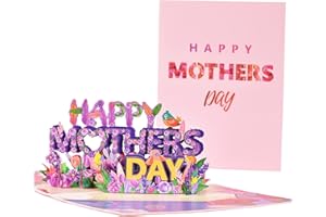 ERWOULLT Paper Happy Mothers Day Pop Up Card 3D Cut Out Word Greeting Card Pop Up Mother's Day Card Wonder Love Card for Mom Handmade Greeting Gift Card with Envelope for Mom Grandma Mother…