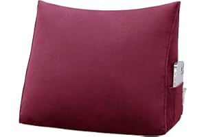 BNCKTRD Kopfende Großes Rückenkissen Bequemes Lesekissen und Rückenteil im Bett Rückenlehne Kopfkissen Langes XXL Kissen für Sofa, Couch, Wandkissen Polster Samt Dunkelrot 45cm