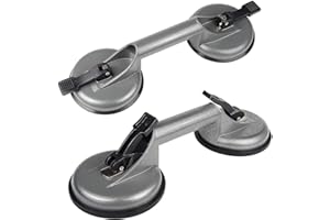 EXLECO 2X Saugheber 118mm Saugnapf Fliesen Glasheber Plattenheber mit 2 Vakuumkammer Tragkraft 100kg Vakuumheber Glassauger Grau für Glas Fenster Fliesen Steinplatten