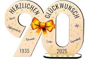 defiPad 2025 Holz-Schild Gästebuch 90 Geburtstag Geschenk fur Frau oder Mann | 90 Jahre Holz Geschenke und Gästebuch fur Geburtstag Jubiläum | Geburtstagsdeko | Geburtstagsgeschenk für Frauen