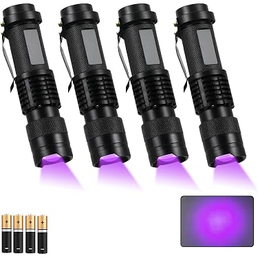 Set 8 Torce UV Mini A Luce Nera Con 9 LED 395nm – Rivelatore Di Macchie, Urine, Banconote E Scorpioni