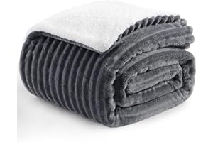 ‎AISBO Aisbo Kuscheldecke Flauschig decken Grau - Dicke Sherpa Warm 150x200 cm XL als Sofadecke Couchdecke, Weich Kuschelige Cord Wohndecke, Sofa Couch Decke Überwurf, Plüsch Winter