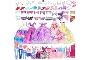 DYZOXA 35 PCS Doll Clothes Outfit Doll Clothes and Accessories Set Doll Accessories Mini Dress Party Dress Bikini Set Fashion Outfits Girls Dolls Doll Dress up Toys for Girls (Random Style)