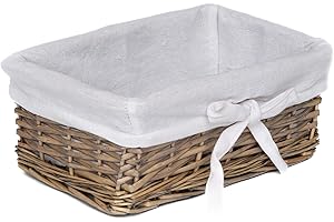 Arthur Cameron - Extra Small Wicker Basket with Lining, Hand-crafted Small Wicker Tray - Wicker Storage Tray, Small Storage Basket, Wicker Storage Basket, Organiser Tray (Antique Wash)