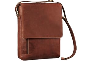 ROYALZ 'Kansas' Borsa Porta PC Uomo in Vera Pelle 13-14 Pollici - Ventiquattrore Borsa a Tracolla Università e Ufficio - Borsello Cartella documenti DIN A4 Messenger Bag