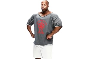 MUSCLE GYM Men's Bodybuilding Rag Top - Cotton Terry Gym Training Shirt, Lightweight, Loose Fit Workout Top for Weight Lifting, Fitness & Cardio