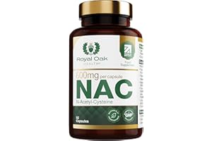 NAC N-Acetyl-Cysteine 600mg x60 Capsules (2 Month Supply) Vegan Friendly High Bioavailability N Acetyl Cysteine Supplement Made in The UK by Royal Oak Health