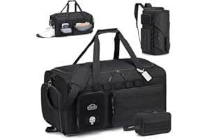 BAGZY Sac de Sport Homme 55L Sac de Voyage Tactique Militaire Sacs Equitation Imperméables avec Compartiment à Chaussures pour Sport Fitness Voyage Weekender Camping avec Trousse de Toilette Noir