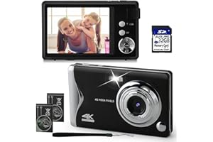 LIEBERWELL Fotocamera Digitale, Fotocamera per Vlogging con Messa Fuoco Automatica Fotocamera Compatta FHD 4K 48MP con Ampio Schermo da 3 '', Zoom 16x, Funzione Webcam e Scheda SD 32GB, Mini Fotocamera Portatile