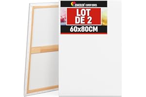Zenacolor Toile Peinture 60x80 - Set de 2 Canvas Toile a Peindre sans Acide - Tout Type de Peinture sur Toiles