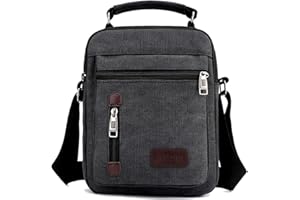 A-QMZL Mens Shoulder Bag Canvas Messenger Bags Travel Crossbody Bag Large Capacity Casual Handbag with Multiple Pockets for Working Shopping Hiking Daily Use
