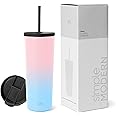 Simple Modern Insulated Tumbler with Lid and Straw | Iced Coffee Cup Reusable Stainless Steel Water Bottle Travel Mug | Gifts for Women Men Her Him | Classic Collection | 24oz | Sweet Taffy