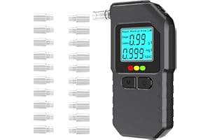 Dusefogo Ethylotest Electronique, Etiloteste Electronique Écran LCD, Portable Alcotest avec Mémoire Affichage Numérique avec 20 Embouts pour Usage Test Person Professionnel Domicile