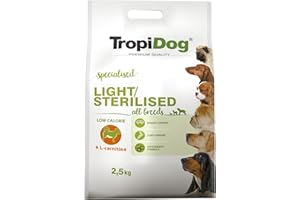 Sucha karma dla psa niskokaloryczna dla psów dorosłych TROPIDOG PREMIUM LIGHT 2,5kg