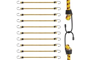 AWBEOT 10 Pezzi 40 cm Corde Elastiche con Gancio, Corda Elastica con Gancio, Ganci Elastici, Cinghie Elastiche con Ganci per Teloni, Portapacchi, Campeggio, Giardinaggio, Auto e Bici, Giallo