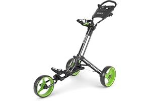 CRUISER GOLF (CR-6 Deluxe) Three Wheel Trolley - One Button, Easy Fold (Black/Green)