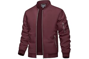 TACVASEN Herren Bomberjacke Leichte Übergangsjacke Fliegerjacke Frühling Sommer Blouson mit Reißverschlusstaschen