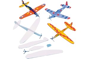 Baker Ross Gleitflugzeuge zum Spielen für Kinder – mit Filzstiften oder Bastelfarben bemalen – als Preis und Mitgebsel für den Kindergeburtstag (8 Stück), Sortiert