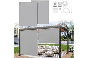 Ikodm Toldo Vertical de 100 x 240 cm para Balcones, protección Solar, protección contra el Viento, Estor Lateral, sombreado, Resistente a la Intemperie, Gris Claro