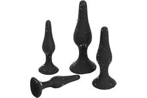 Belmalia 4 Plug Anales Silicona con Ventosa Fuerte, Enchufe Anal Conjunto S + M + L + XL, Dildo Negro