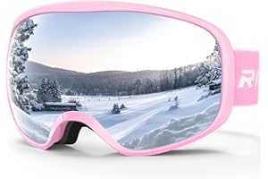 RIOROO Gogle narciarskie dla dzieci w wieku 3-14 lat, kompatybilne z kaskiem OTG, dla chłopców i dziewcząt, przeciwmgielne, 100% ochrona przed promieniowaniem UV, przeciwodblaskowe, do jazdy na