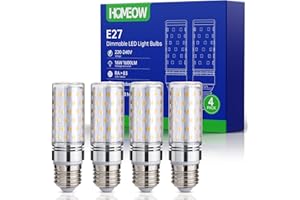HOMEOW Dimmerabile Lampadine LED E27 Luce Naturale 4000K, 1600LM 16W Lampade LED E27 Equivalenti a 150W Incandescenza, Lampadina Mais E27 LED, AC 220-240V, Nessun Sfarfallio, 4 Pezzi