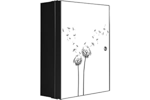 ‎BANJADO banjado® XXL Medizinschrank abschliessbar mit Motiv Pusteblume 2 35x46x15cm - großer Arzneischrank/Medikamentenschrank aus Metall zur Medikamenten Aufbewahrung - Apothekerschrank mit 3 Schlüsseln