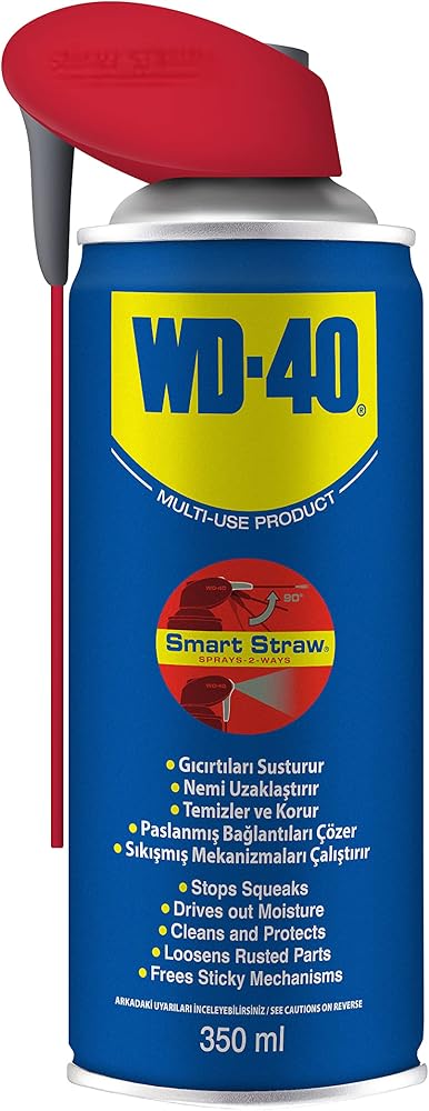 WD-40, Çok Amaçlı Sıvı, Binlerce Uygulama için Yağ Çözücü, Pas Sökücü, Makine ve Elektrikli Cihazlar için Temizleyici ve Koruyucu, 1x350ml