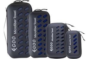 Egoo - High Absorption Microfibre Towel with Compact Case, Fast Dry Sports Towel for Running, Camping, Hiking, Swimming, Beach, Workout & Outdoor Activities (XL, Dark Grey)