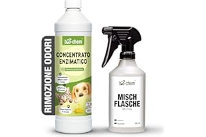 BIO-CHEM CLEANTEC Bio-Chem - Detergente enzimatico concentrato 1L + flacone di miscelazione - Combatte gli odori ostinati e le macchie - Azione probiotica naturale per tappeti, tessuti e superfici