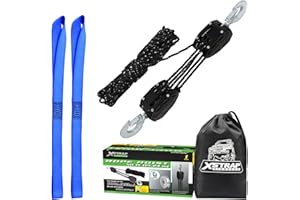 XSTRAP STANDARD Heavy-Duty 2,000LB 50 Feet Reflective Rope Hoist Pulley 1 Ton Wheel Block and Tackle System 5:1 Ratio Lifting Power with 2PK 18 Inch Soft Loops (Upgraded 50ft Reflective)