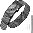 ANNEFIT Nylon Watch Strap 16mm 18mm 20mm 22mm, One-Piece Waterproof Military Watch Band with Heavy Buckle