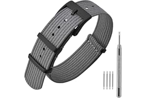 ANNEFIT Bracelet de Montre en Nylon avec Boucle en Acier Inoxydable, Sport Bande de Remplacement 16mm 18mm 20mm 22mm