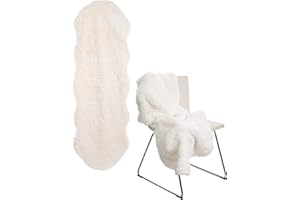 ‎BRANDSSELLER Brandsseller Lammfellimitat-Teppich 60x180 cm XXL – Flauschiger Hochflor Teppich aus Kunstfaser – Weiche, warme Deko-Auflage für Boden, Sofa, Sessel & Bett – Waschbar – Für Indoor & Outdoor – Creme