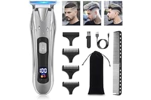 HSKAI Hair Clippers Men Cordless - 7000RPM Hair Trimmer Men Brushless with LCD Display Rechargeable, Barber T-Blade Hair Trimmer Clipper Set for Men's Rapid Home Haircuts, Trim and Grooming