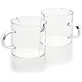 BCnmviku Shot Glasses Espresso Parts Double Spouts Milk Cup Clear Glass (Clear Glass-2Pack)
