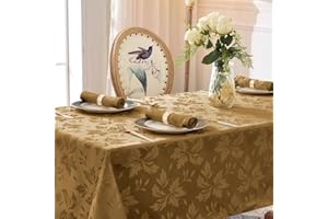 Romanstile Prostokątny obrus 8-12 miejsc obrus odporny na plamy 320 x 140 obrusy eleganckie żakardowe obrusy jesienne dekoracyjne bankiety urodzinowe (1 sztuka, 210 GSM, trwały)