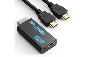 GoldOars Wii HDMI Adapter, Wii to HDMI Adapter, 1080P/720P HD Converter Adapter with 3.5 mm Stereo Audio Socket + 1.5 m HDMI Cable, Supports NTSC/PAL Format for Smart TV HDTV (Black)