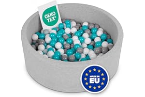 SELONIS Piscine À Balles 90X30cm/SANS Balles Ronde en Mousse pour Bébé Enfant, Gris Clair