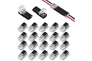 Nevoluxer 20 Piezas Conectores Eléctricos de 2 Pines, Conectores de Cable sin Pelar 18-22 AWG, Conexión Rápida, Duradero y Reutilizable, para Hogar y Automoción