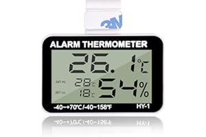 Gellvann Reptile Thermometer Humidity and Temperature Sensor Gauges with Hi Lo Alarm function Reptile Tank Thermometer Hygrometer With Hook for Reptile Tanks, Terrariums