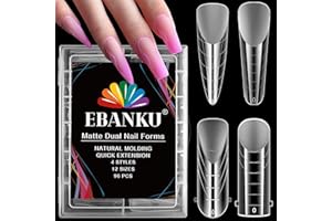 EBANKU 96PCS Unghie Finte Nail System Dual Nail Form Matte Sistema per Unghie Strumenti per Manicure per Unghie con Scala Graduata (4 stili)