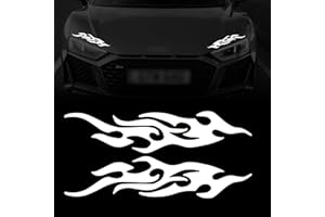 TOMALL 2 pezzi 40 cm adesivo riflettente auto fiamma Racing Sport Stripe decalcomania per carrello da golf vinile impermeabile decalcomania carrozzeria lato camion SUV fuoristrada skateboard (bianco)